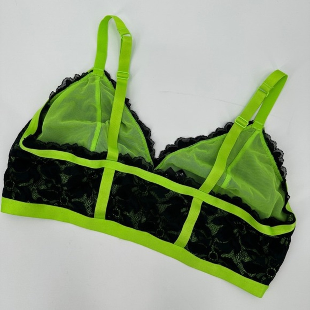 torrid Black Lace Bralette with Neon Green Trim - Picture 3 of 4